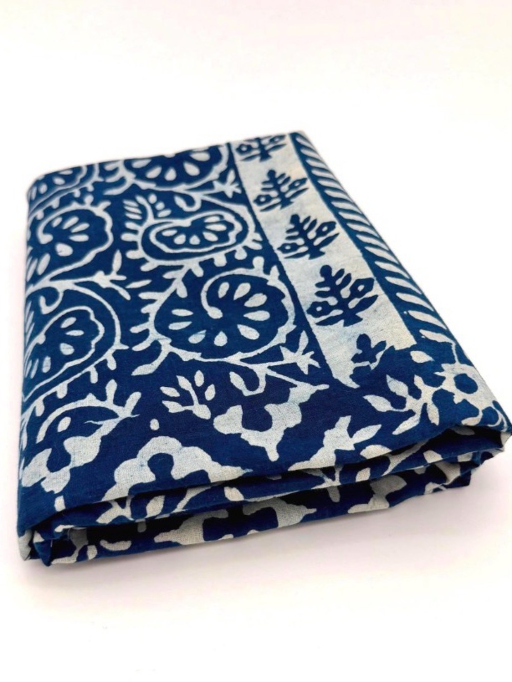 Indigo Patchwork Print Hand Blocked 100% Cotton Cambric Fabric.  44” W x 4 yards